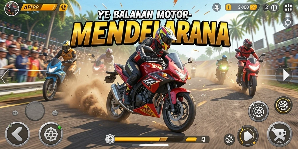 Screenshot API88 menampilkan aksi balapan motor yang cepat dan mendebarkan.