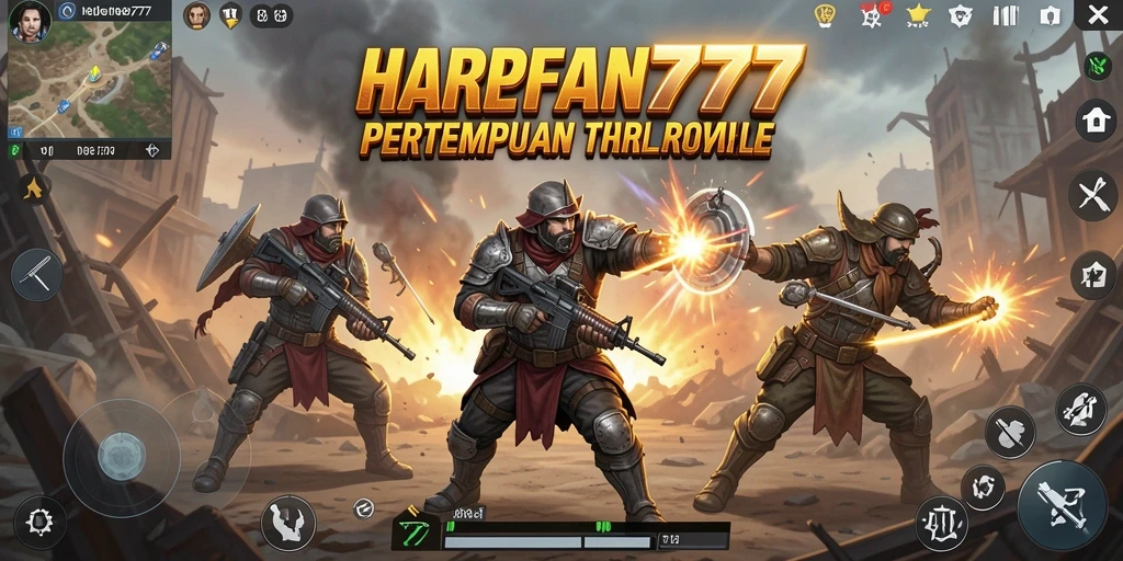 Tampilan pertempuran seru di HARAPAN777 dengan aksi Battle Royale intens.