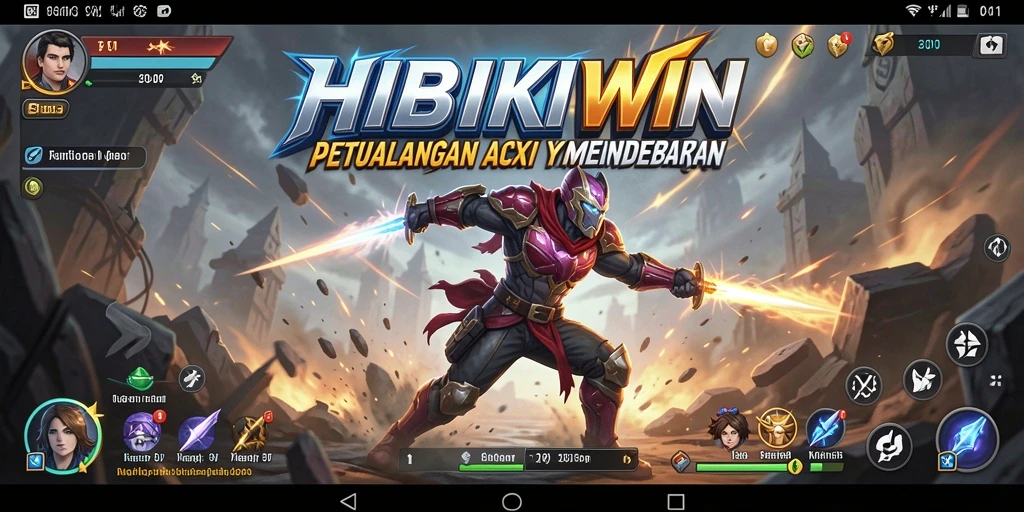 Tampilan gameplay HIBIKIWIN yang mendebarkan dan penuh aksi.
