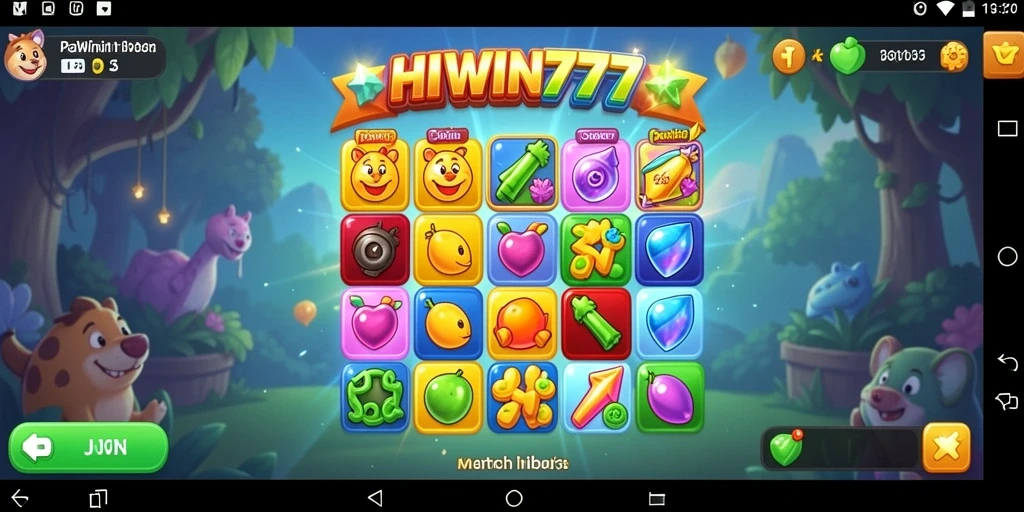 Tampilan gameplay menarik dari HIWIN777 dengan momen momen seru Match-3.