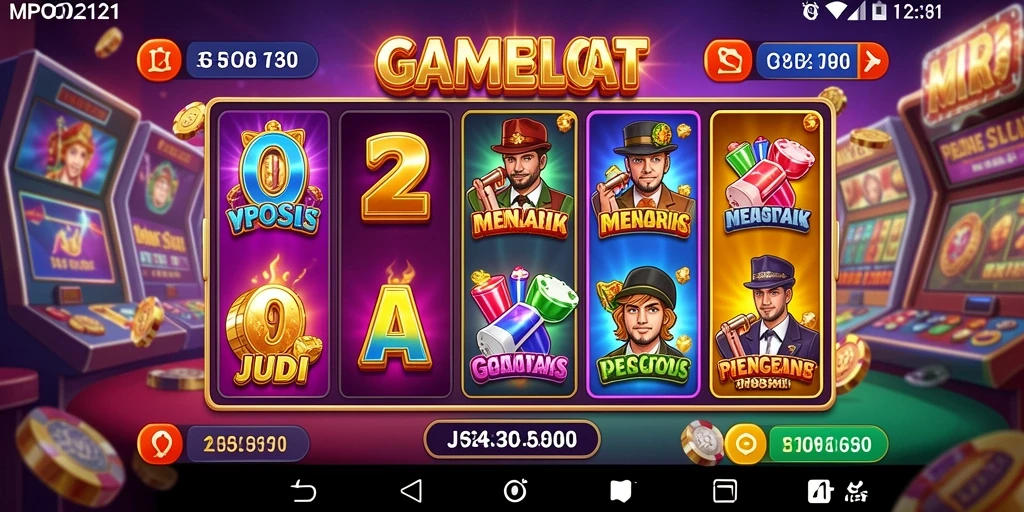 Screenshot gameplay MPO2121 yang menampilkan gulungan slot yang memukau.