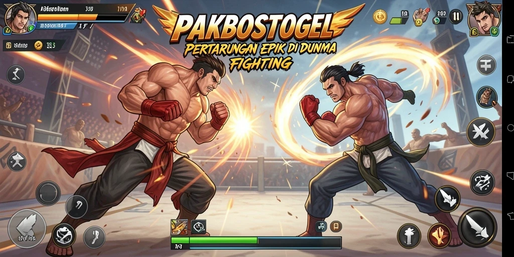 Screenshot PAKBOSTOGEL menampilkan aksi pertarungan yang mendebarkan.