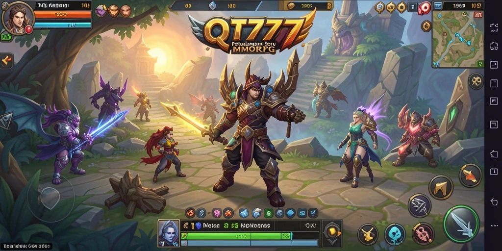 Tampilan gameplay <strong>QT777</strong> yang menampilkan aksi pertempuran epik dan dunia yang luas.