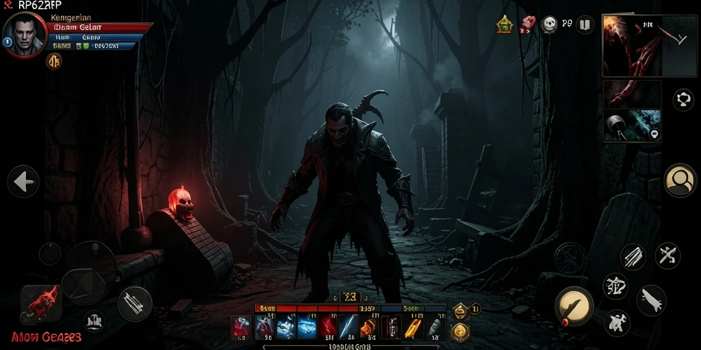 Screenshot gameplay RP62RP menampilkan momen mencekam saat menjelajahi kegelapan.
